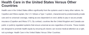 Health Care in the United States Versus Other Countries