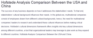 Hofstede Analysis Comparison Between the USA and China