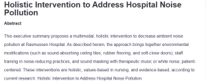 Holistic Intervention to Address Hospital Noise Pollution