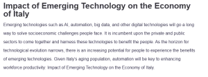 Impact of Emerging Technology on the Economy of Italy