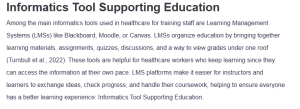 Informatics Tool Supporting Education