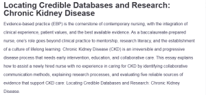 Locating Credible Databases and Research: Chronic Kidney Disease