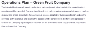 Operations Plan – Green Fruit Company