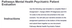 Pathways Mental Health Psychiatric Patient Evaluation