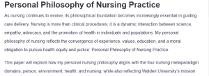 Personal Philosophy of Nursing Practice