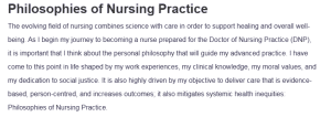 Philosophies of Nursing Practice