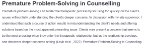 Premature Problem-Solving in Counselling