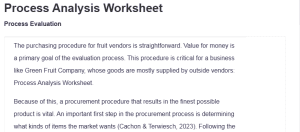 Process Analysis Worksheet