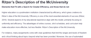 Ritzer’s Description of the McUniversity