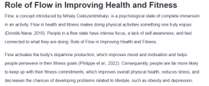 Role of Flow in Improving Health and Fitness