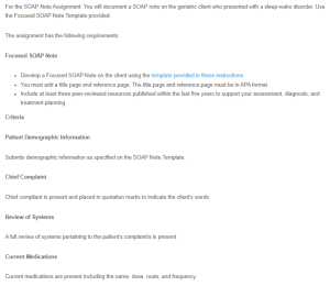 SOAP Note - Sleep-Wake Disorder