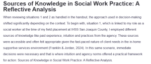 Sources of Knowledge in Social Work Practice: A Reflective Analysis