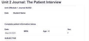 Unit 2 Journal: The Patient Interview