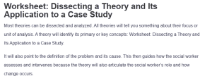 Worksheet: Dissecting a Theory and Its Application to a Case Study