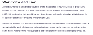 Worldview and Law