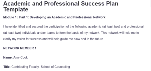 Academic and Professional Success Plan Template
