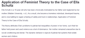 Application of Feminist Theory to the Case of Ella Schultz