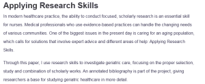 Applying Research Skills