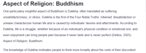 Aspect of Religion: Buddhism