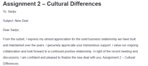 Assignment 2 – Cultural Differences