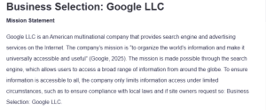 Business Selection: Google LLC