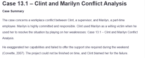 Case 13.1 – Clint and Marilyn Conflict Analysis