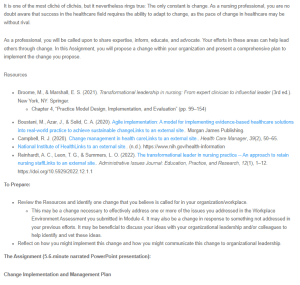 Change Implementation and Management Plan