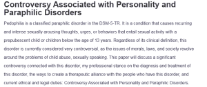 Controversy Associated with Personality and Paraphilic Disorders