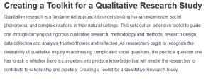 Creating a Toolkit for a Qualitative Research Study
