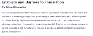 Enablers and Barriers to Translation