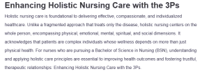 Enhancing Holistic Nursing Care with the 3Ps