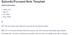 Episodic/Focused Note Template