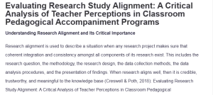 Evaluating Research Study Alignment: A Critical Analysis of Teacher Perceptions in Classroom Pedagogical Accompaniment Programs