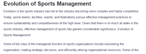 Evolution of Sports Management