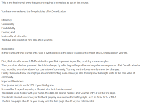 Final Reflection on McDonaldization