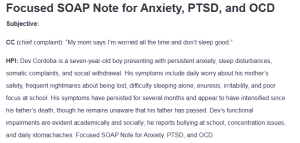 Focused SOAP Note for Anxiety, PTSD, and OCD