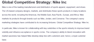 Global Competitive Strategy: Nike Inc