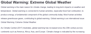 Global Warming: Extreme Global Weather