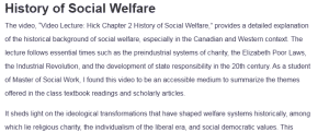 History of Social Welfare