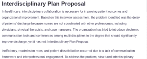 Interdisciplinary Plan Proposal