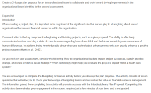 Interdisciplinary Plan Proposal