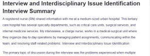 Interview and Interdisciplinary Issue IdentificationInterview Summary