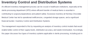Inventory Control and Distribution Systems