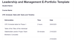 Leadership and Management E-Portfolio Template