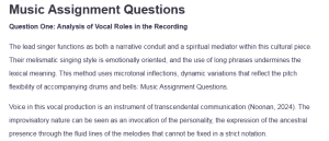 Music Assignment Questions