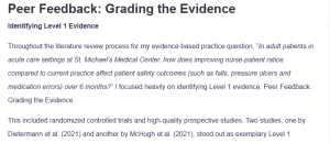 Peer Feedback: Grading the Evidence