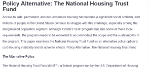 Policy Alternative: The National Housing Trust Fund