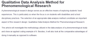 Qualitative Data Analysis Method for Phenomenological Research