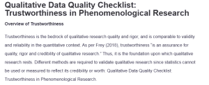 Qualitative Data Quality Checklist: Trustworthiness in Phenomenological Research