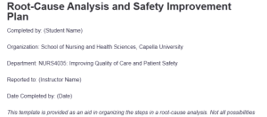 Root-Cause Analysis and Safety Improvement Plan